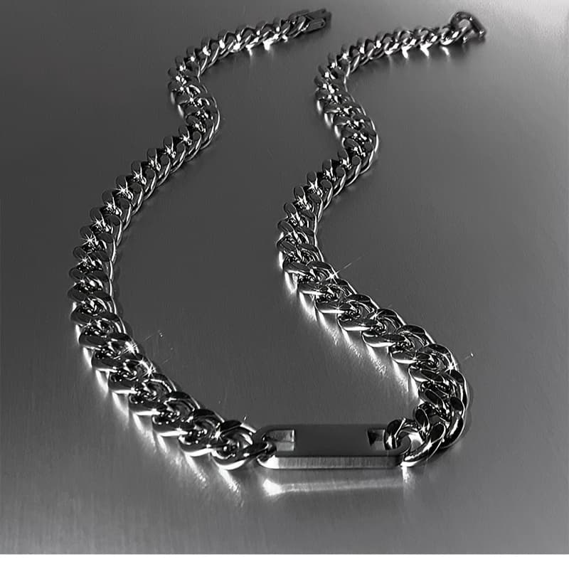 TEMU Hip-hop Trend Cuban Chain Stainless Steel Sweater Trend Brand Versatile Simple Necklace