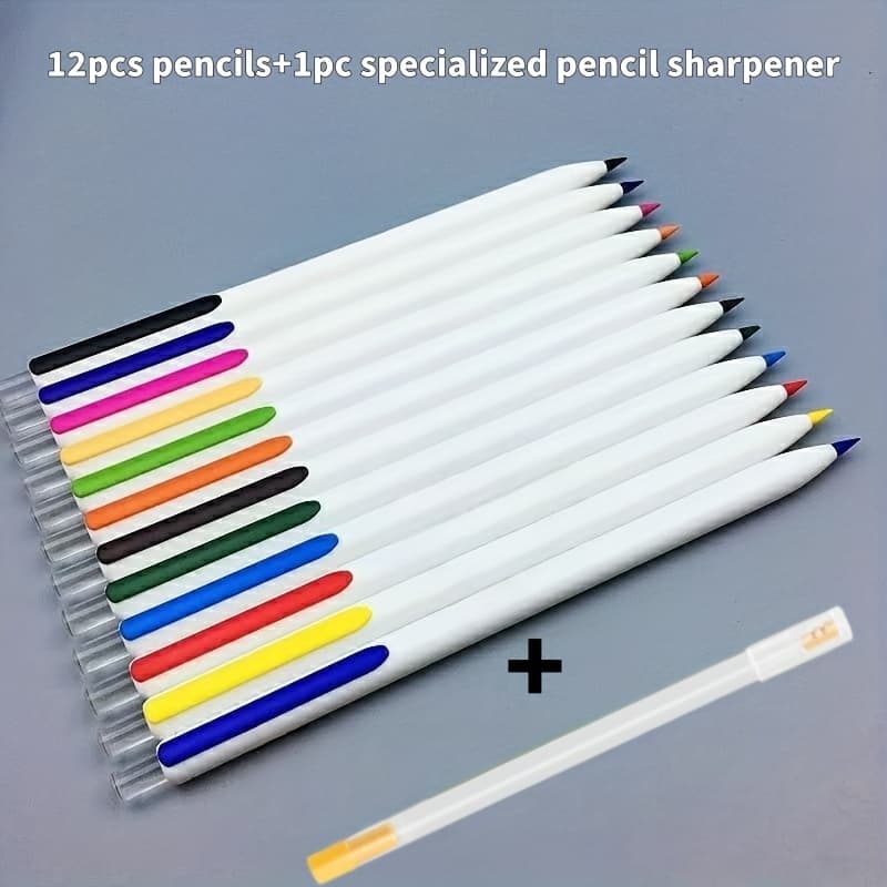 TEMU Automatic Colored Pencil With An Eraser Function, Featuring Replaceable Oil-based Refills, Ideal For Sketching, Drawing, And Professional Painting With Mixed Colors