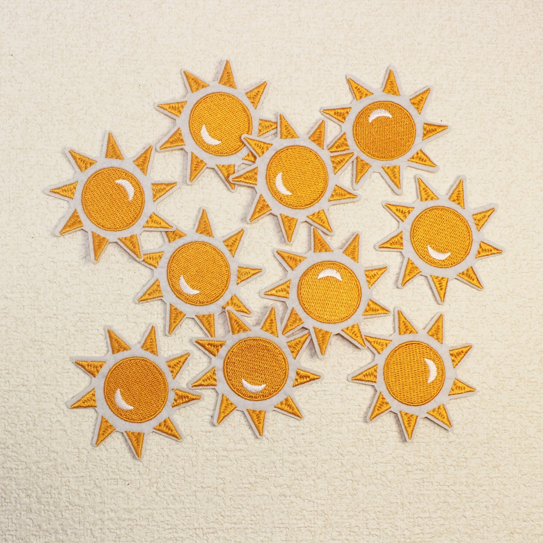 TEMU 10-pack Cartoon Sun Embroidered Iron-on Patches, Decorative For Backpacks Clothing Hats Socks Mixed Color Badges