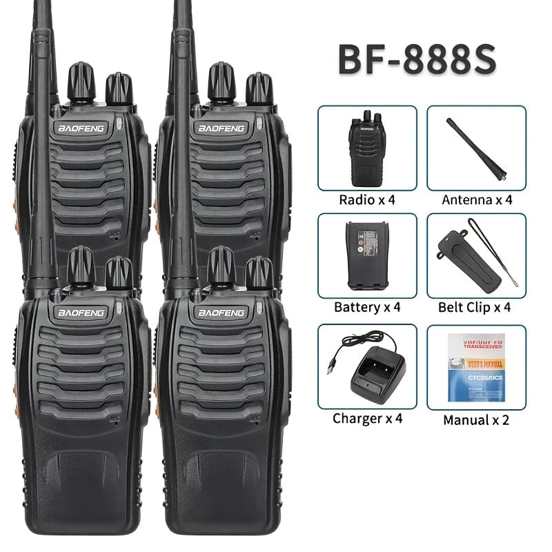 TEMU 4pcs Bf 888s Walkie Talkie Uhf 400 470mhz Long Way Radios Transceiver For Hunting Hotel