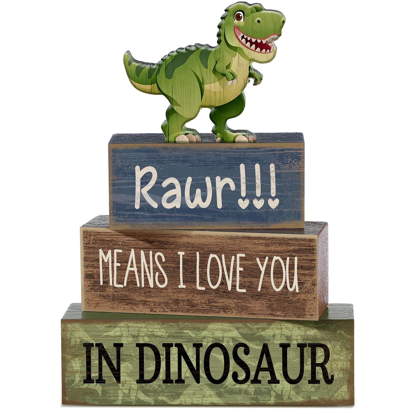 TEMU Dinosaur-themed Tiered Tray Decor Set With Table Centerpiece - Artificial Wood Display Suitable For Birthday Parties, Jungle Table Decorations, For,, Dining Table - //