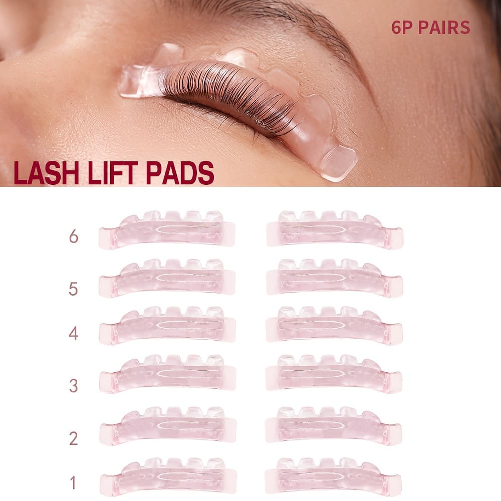 TEMU Set Of 12pcs In 6 Sizes Of Self-adhesive Silicone Pads For Lash Lifting, Including Jelly Rods For C- Eyelashes, Suitable For Use At Home Or In A Salon For Lashes