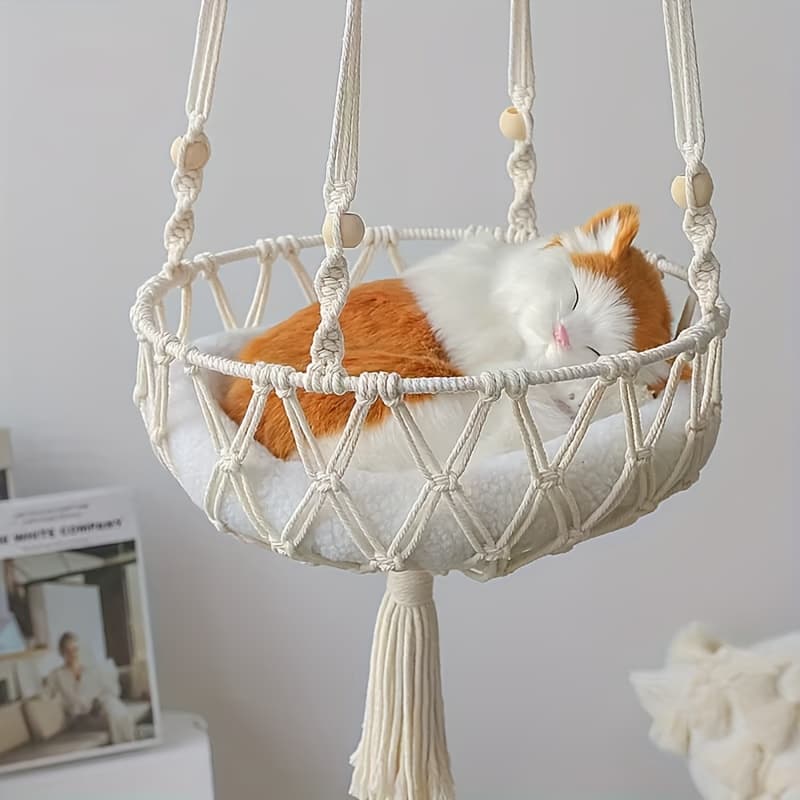 TEMU Can Hang A Cat Swing Bed, Woven Rope Hanging Basket, Indoor Pet Comfortable Cradle