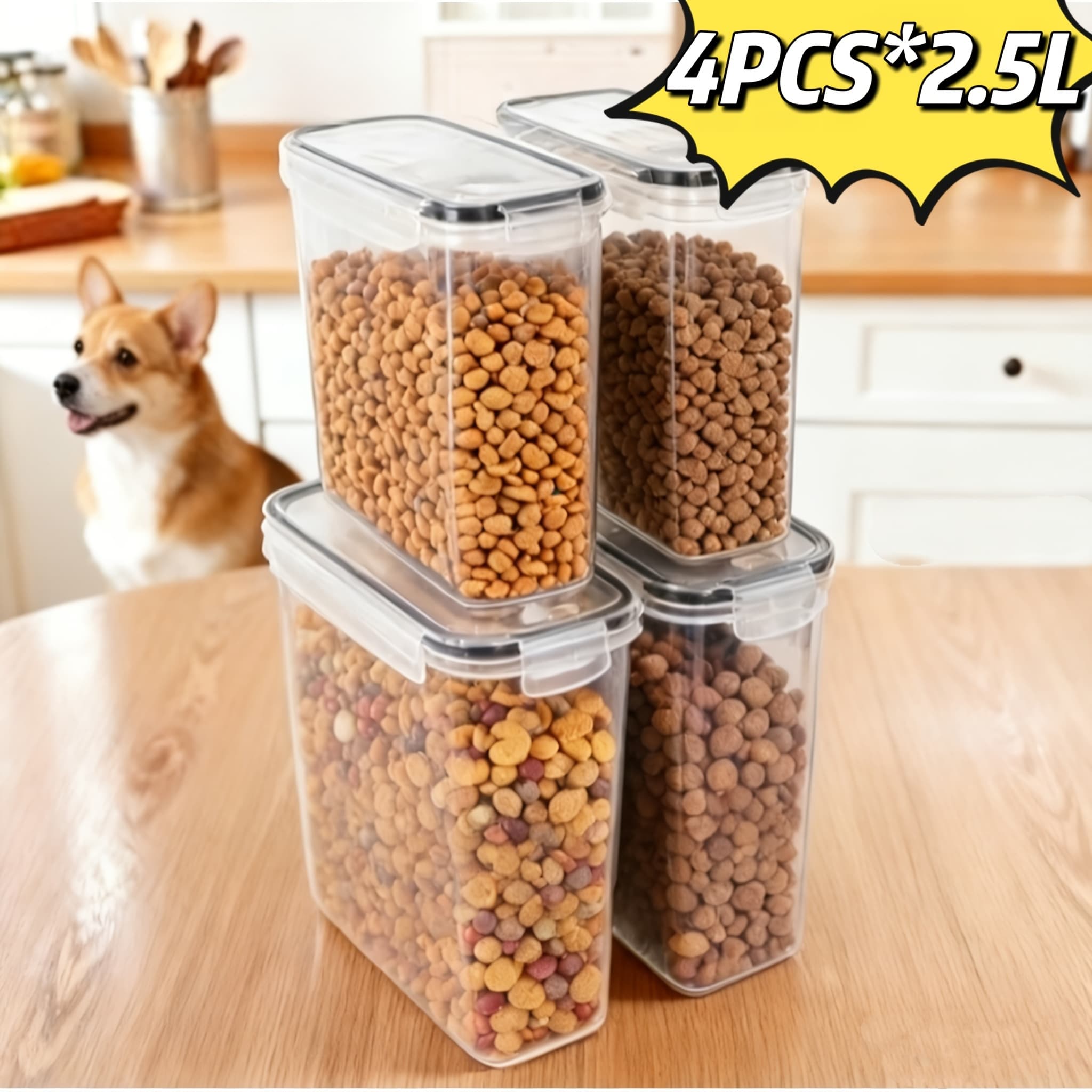 TEMU 4pcs Food Storage Box With Lid, Food Grade, Covered Grain Box, Food Storage Container With Lid, Organization And Storage, For Kitchen, For Grains, Rice, Flour, Christmas, New Year's Refresh
