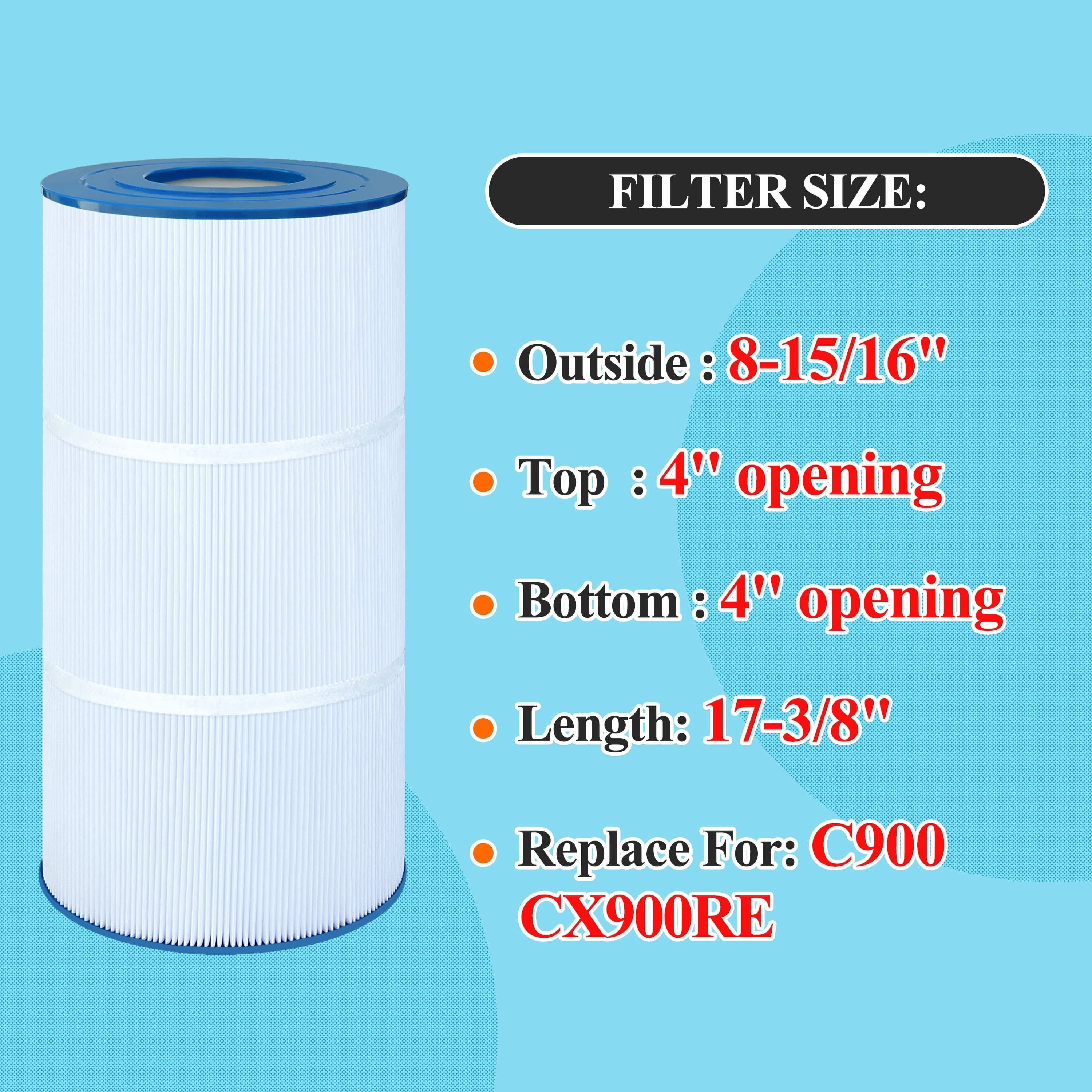 TEMU 1 Pack 90sq.ft Plf90a Pool Filter Compatible With , Cx900re, Pa90, -b6, Unicel C-8409, Fc-1292, Pxc95, L : 17 3/8" X 8 15/16"