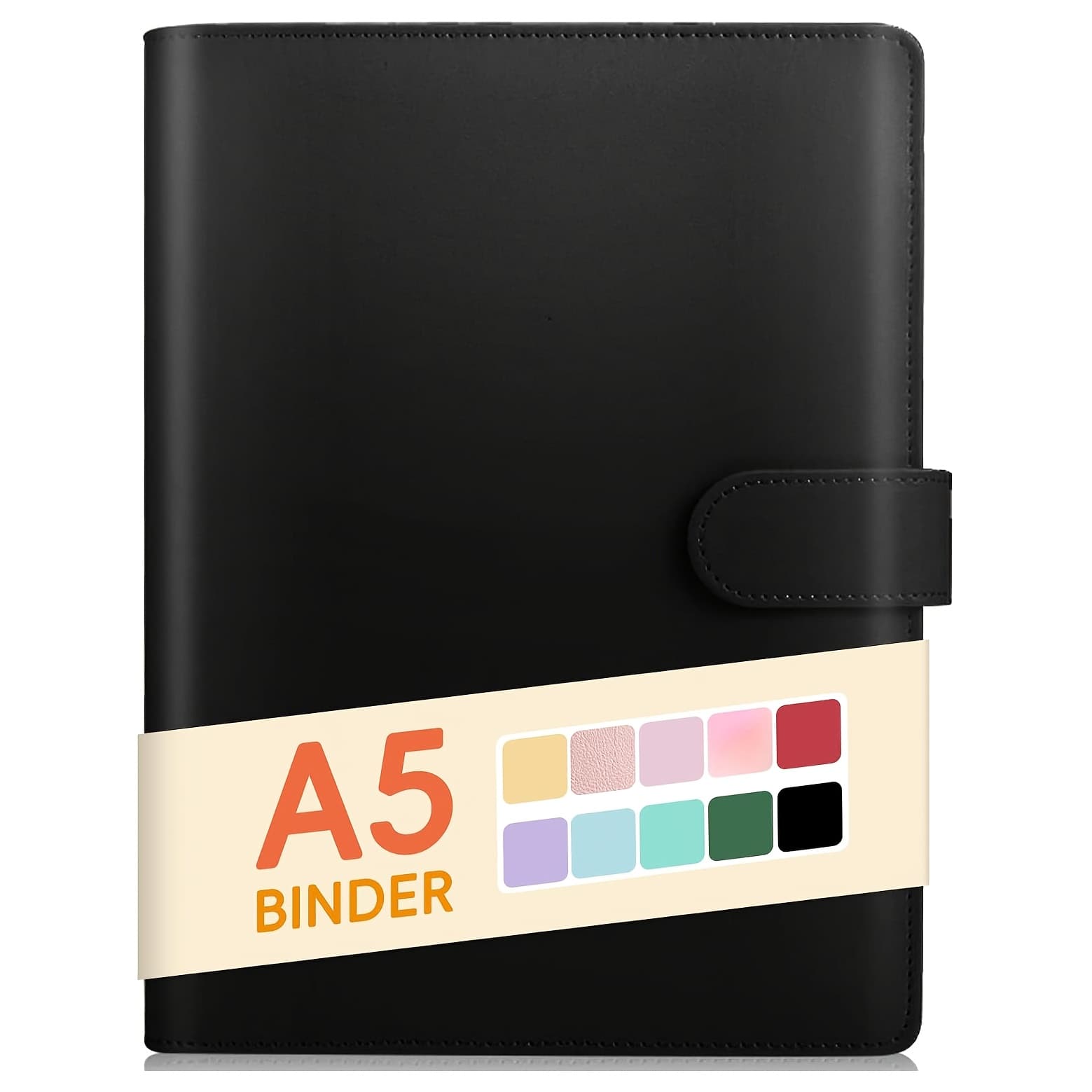 TEMU Black A5 Pu Leather Binder With - Refillable Notebook Cover, Suitable For Budgeting, Journaling, Photo Cards, Etc. - Magnetic Closure, , Multiple Colors : Pink, Green, Black