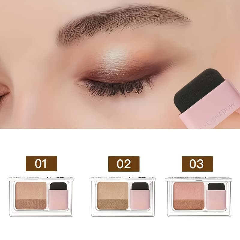 TEMU 3pcs Flash Two-color Eye , 5-8 Colors, , Durable Waterproof Eye Makeup, With Brush