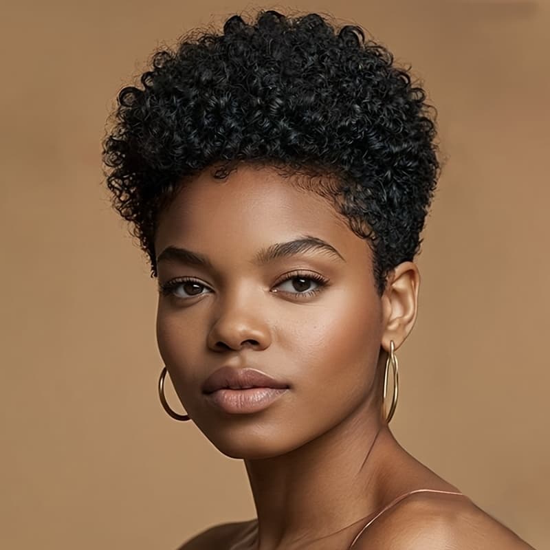 TEMU Nicelatus Short Afro Curly Wig Short Hairstyles Short Black Wig Synthetic Afro Curly Wigs For Women Short Hair Wigs For Halloween, Christmas Party, Music Festivals