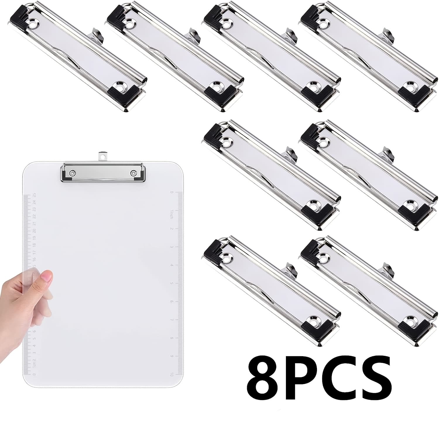 TEMU 8pcs Clipboard Clip, Mountable Hardboard Clips, Clipboard Low Profile Clip, With Hanging Holes, Ideal For Offices, Homes, Restaurants, Factory Documents, Reports And Menus, Business Work
