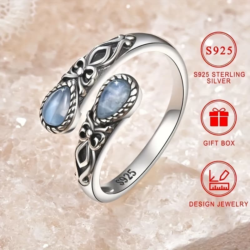 TEMU S925 Sterling Silvery Spoon Ring, Hypoallergenic Nickel-free, Style, Adjustable Thumb Jewelry, Bohemian Total Weight Of The Product (3.23g)