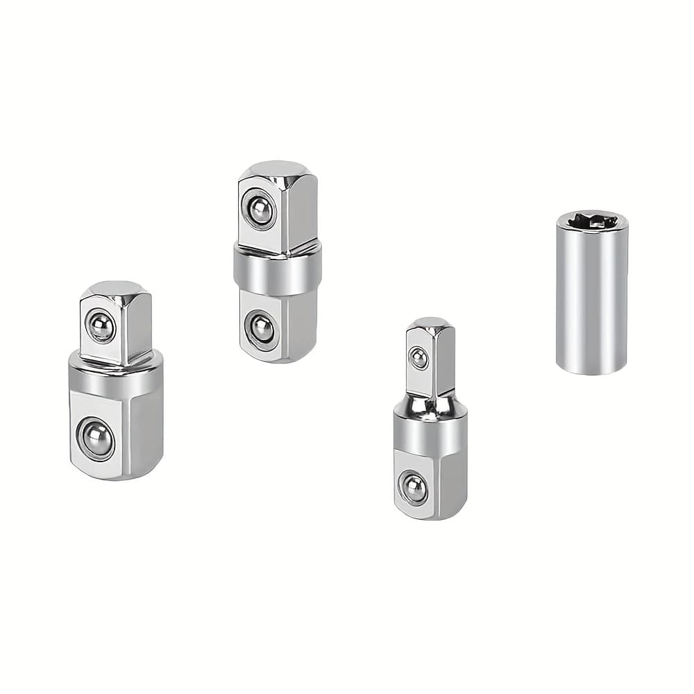 TEMU 4pcs Socket Adapter Set | 1/4", 3/8", 1/2" Drive Size Converter With Dual-ended Heads | Sae & Metric Hex Bit For Power Drills & Wrenches