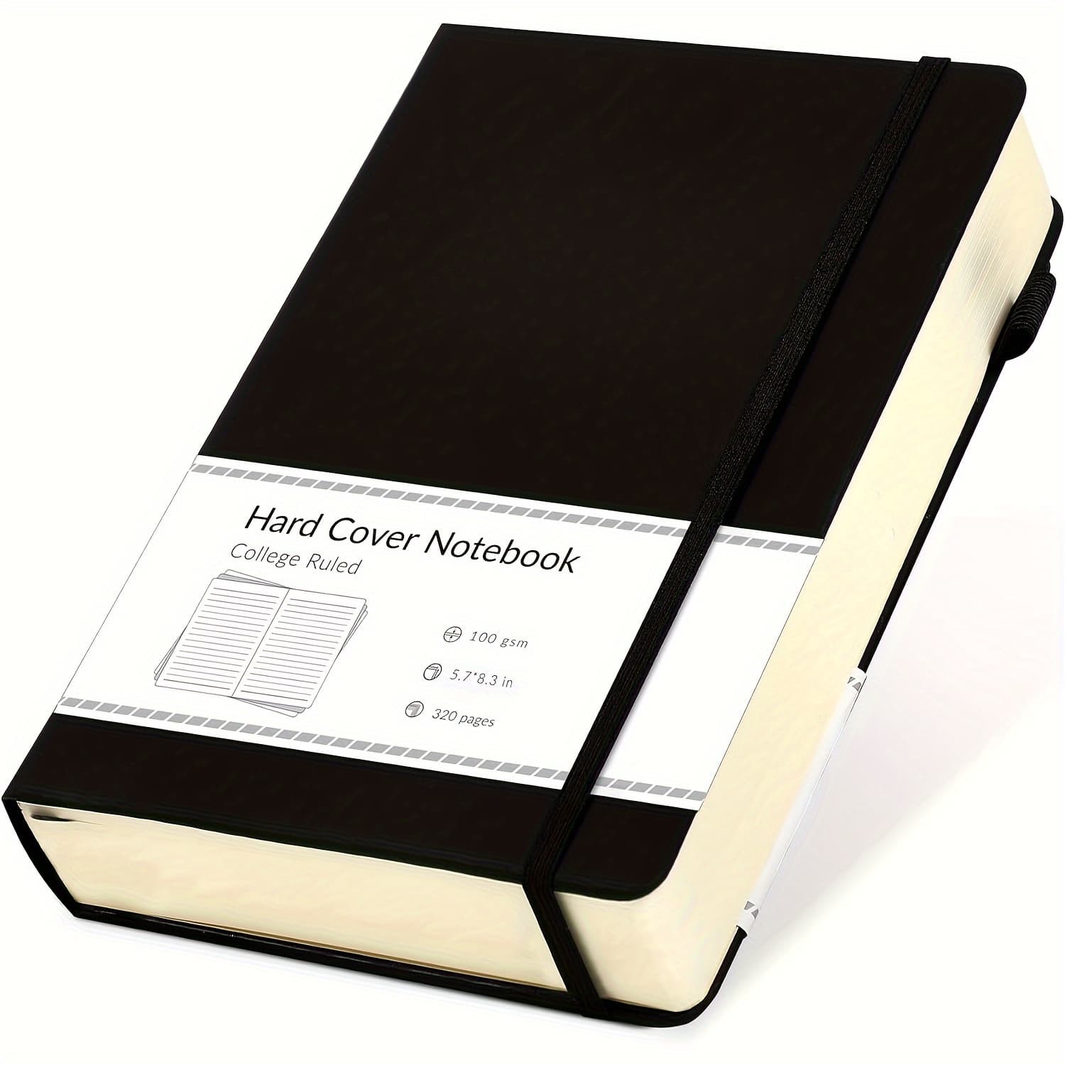 TEMU Premium A5 Hardcover Journal - 320 Pages, 100gsm Thick Paper, Lined & Grid Options, Ideal For Writing And Note-taking, College And , 5.7 X 8.3 Inches, Diary, Leather-bound