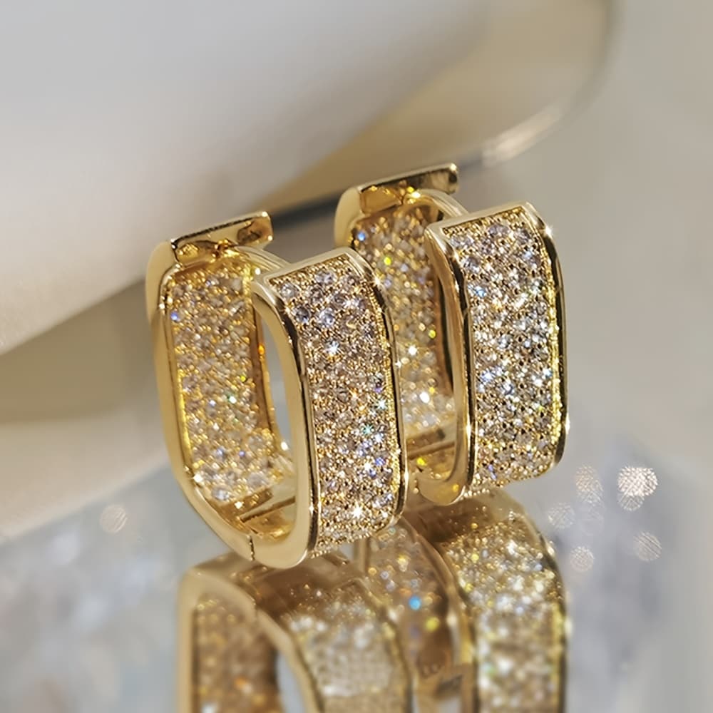 TEMU Elegant Earrings With A Simple And Luxurious High-end Feel, Full Of Retro Style Temperament Ear Studs Earrings