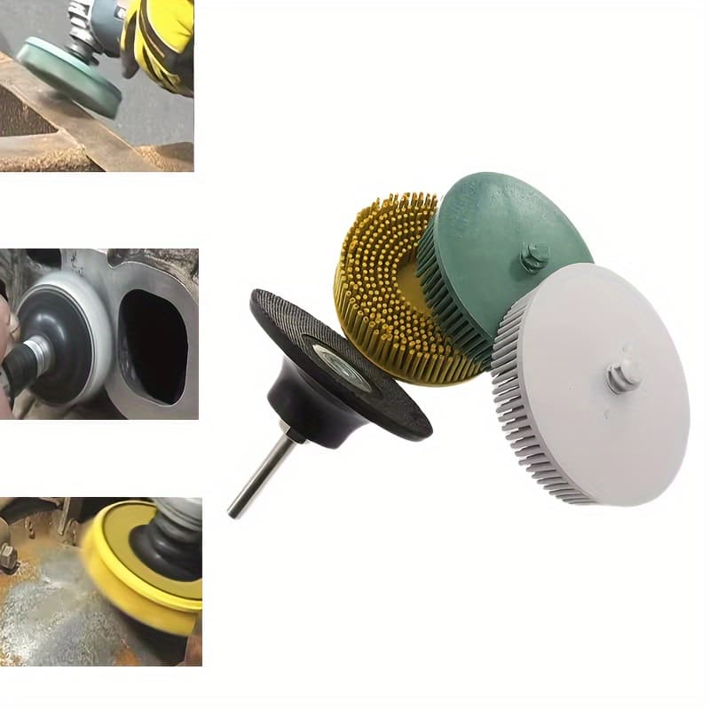 TEMU 4pcs Abrasive Bristle Disc 2inch 50mm, With Holder 1/4 Inch Shank For Metal Deburring Polishing Cleaning Rust Removal