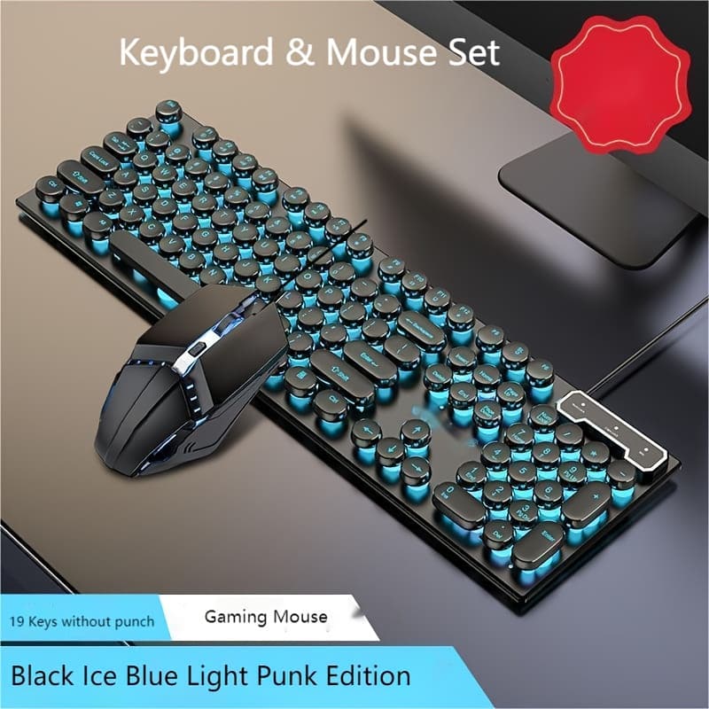 TEMU Aesthetically Keyboard With Abs Panel 104 Keys With Comfortable Keycaps, Mute Button And Blue Backlight Usb Wired Gaming Office Keyboard For Windows Laptops