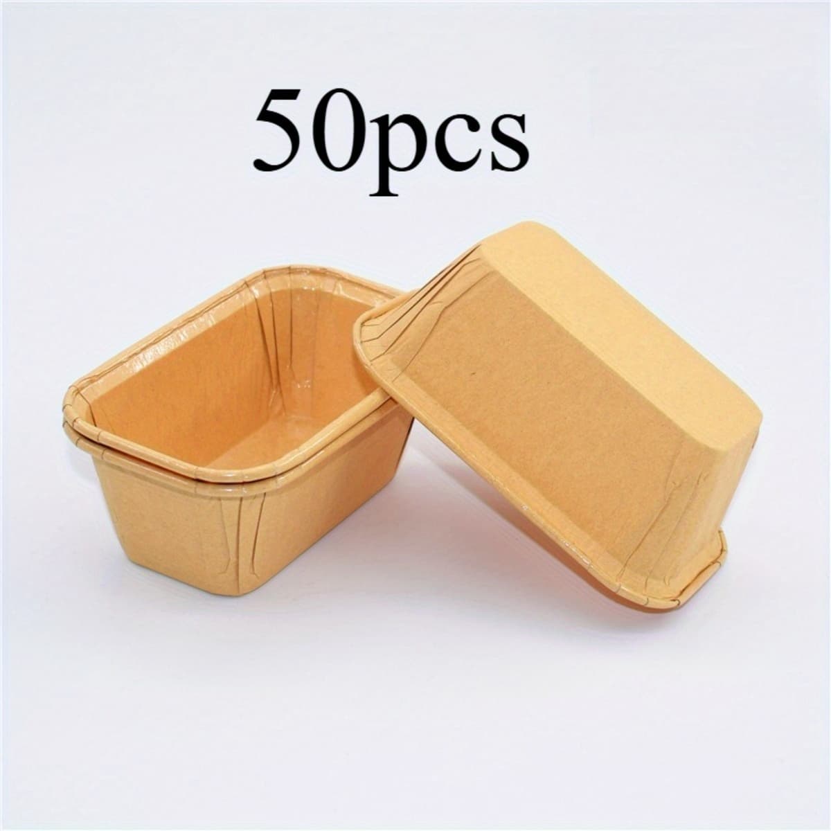 TEMU 50pcs Mini Loaf Cake Cases Muffin Cases Rectangle Paper Baking Cups Greaseproof Cupcake Cases Card Loaf For Baking Bread Cakes Muffins.