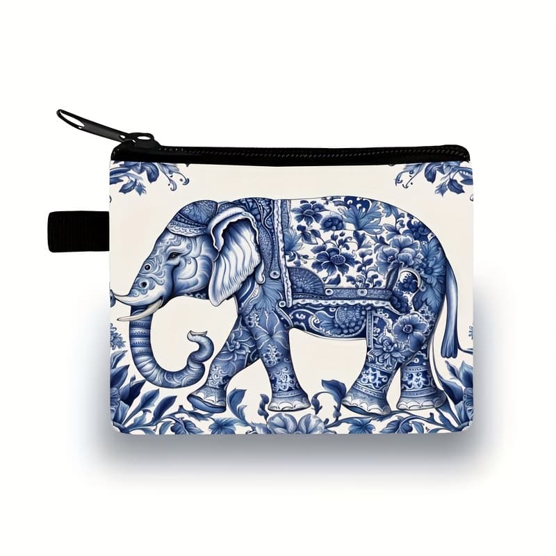 TEMU Bohemian Elephant Print Small Wallet Coin Purse Storage Bag