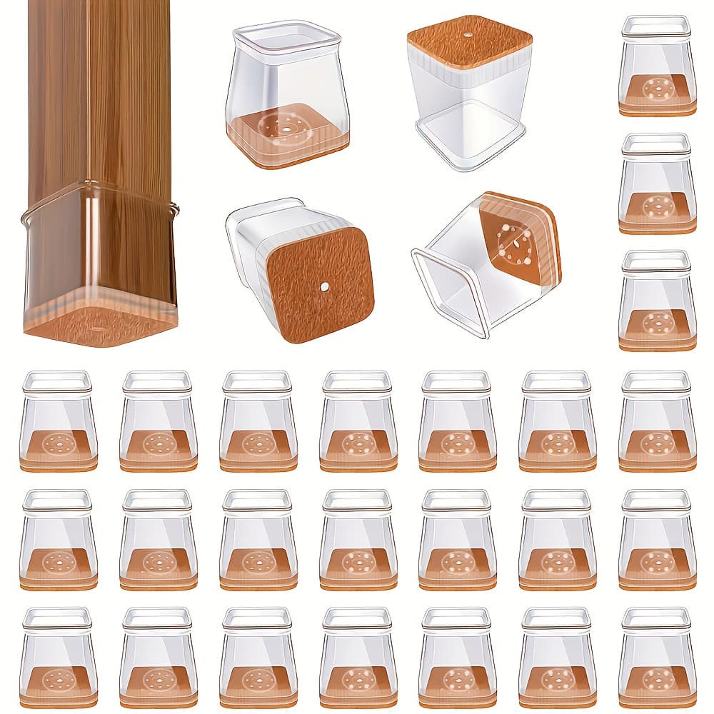 TEMU 32pcs Set Of Square Chair Leg Floor Protectors, Suitable For Felt Furniture Pads On Hardwood Floors, Chair Leg Protectors On Hardwood Floors, Floor Protectors On Chairs, And Noise Reducing