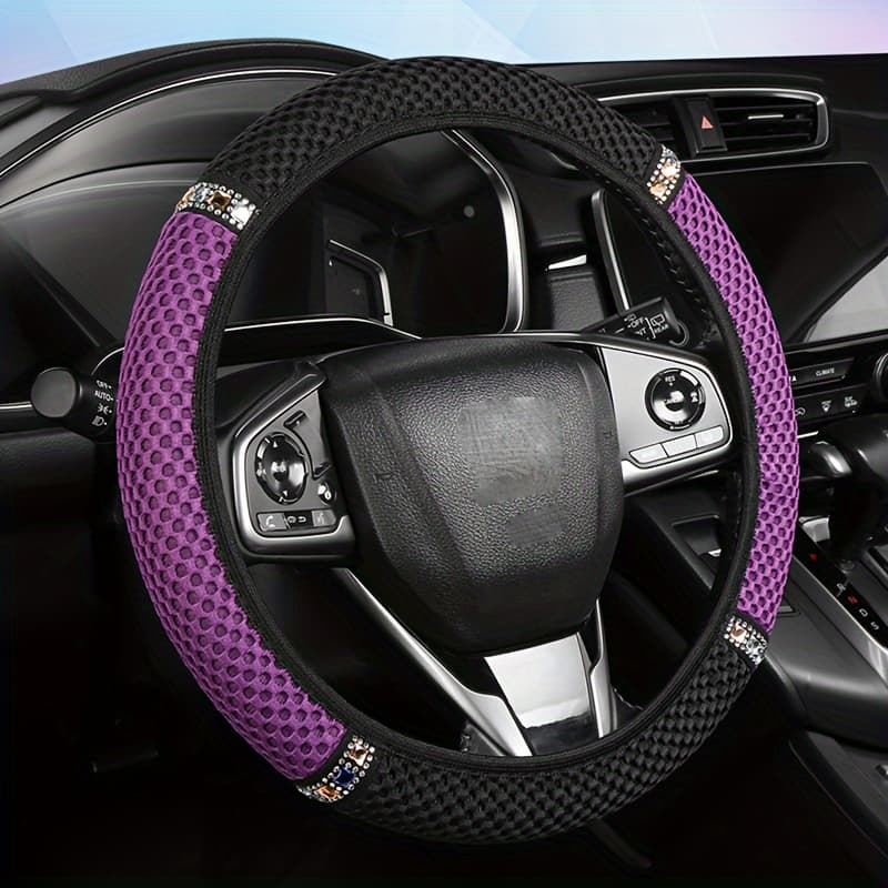 TEMU Universal Fit Steering Wheel Covers Premium Non-slip Breathable Sweat Resistant Durable Vehicle Interior Additions For A Comfortable