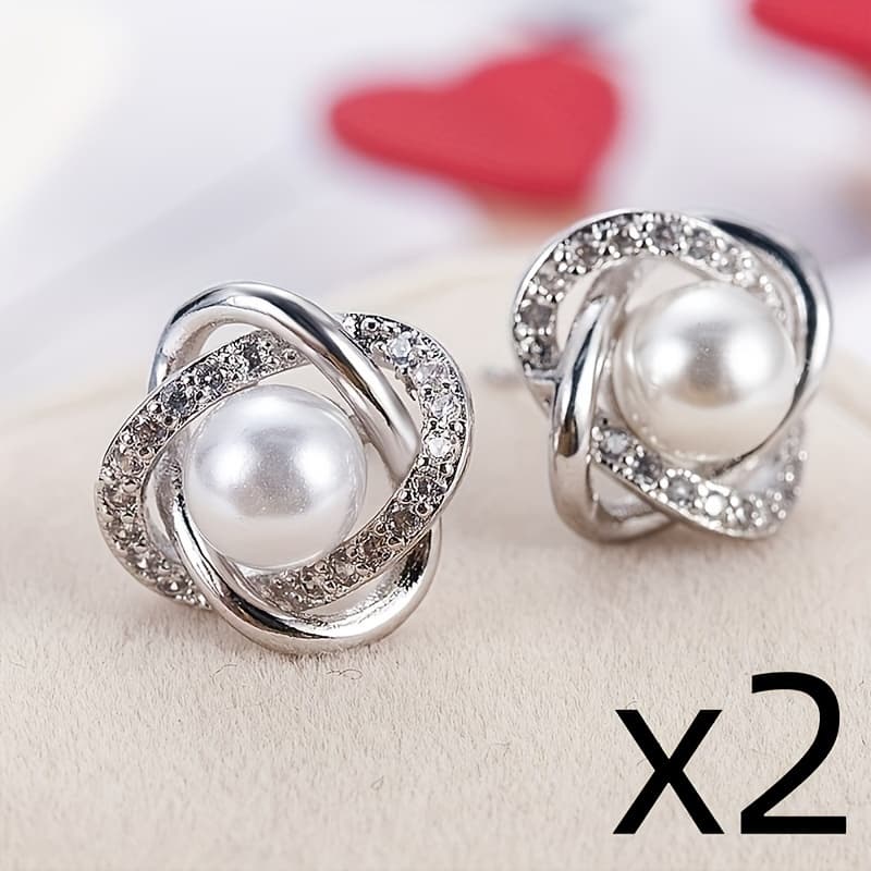 TEMU Fashion Elegant Classic Pearl Stud Earring For Women Party Engagement Banquet Jewelry Accessories ()