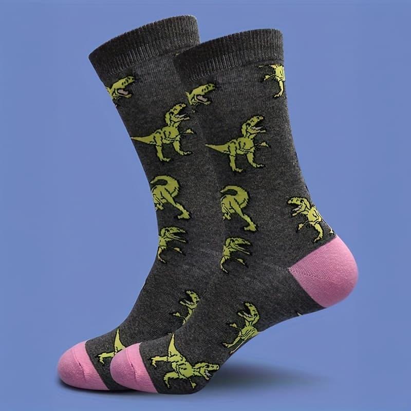 TEMU 1 Pair Of Dinosaur Print Men's Mid-tube Socks Comfortable Breathable Sports Socks