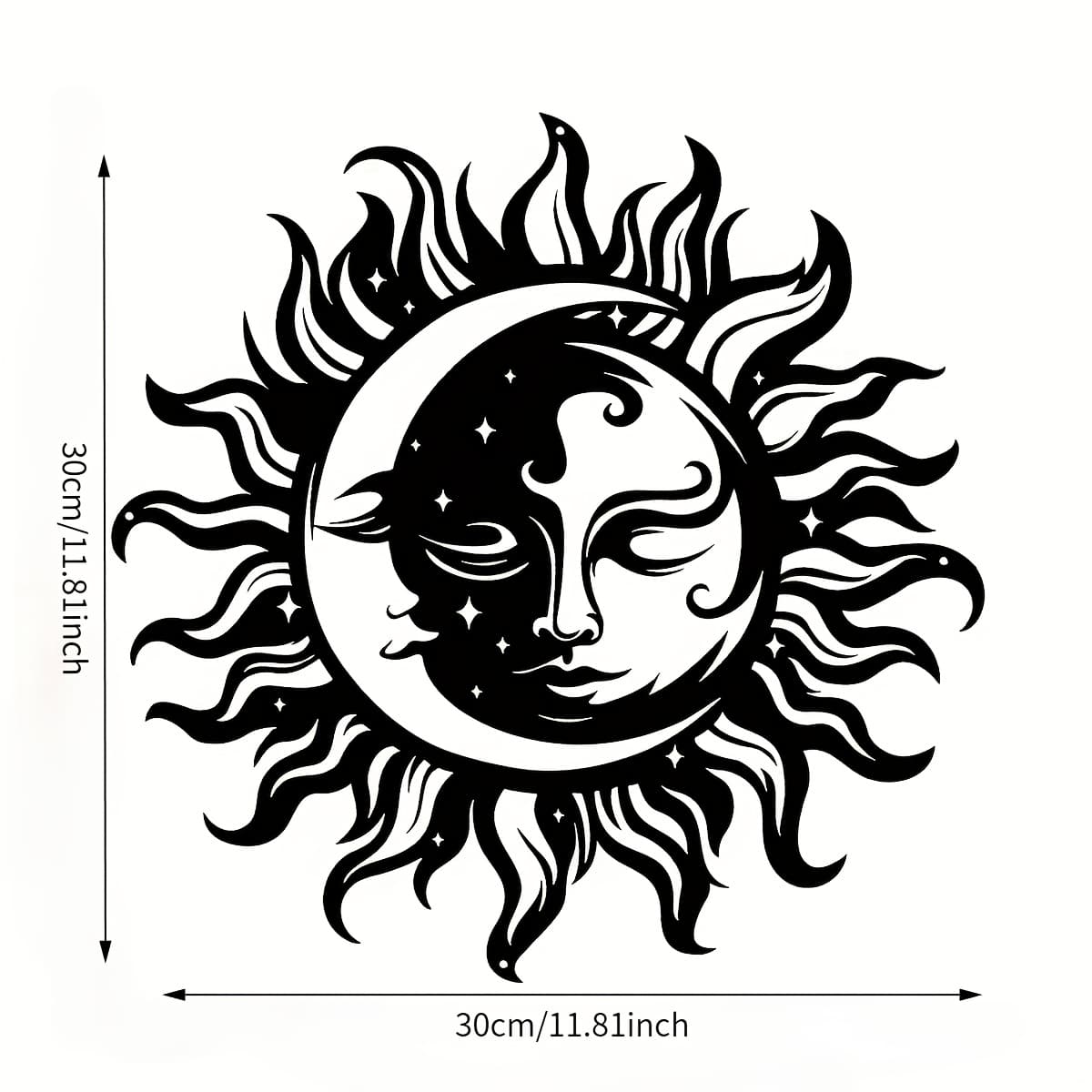 TEMU 1pc Of Elegant Black Sun And Moon Metal Wall Art- Intricate With , Perfect For Home, Office Or Outdoor Garden Decoration, Ideal Housewarming Gift, 15.7inch X 7inch Cm, Outdoor Decoration