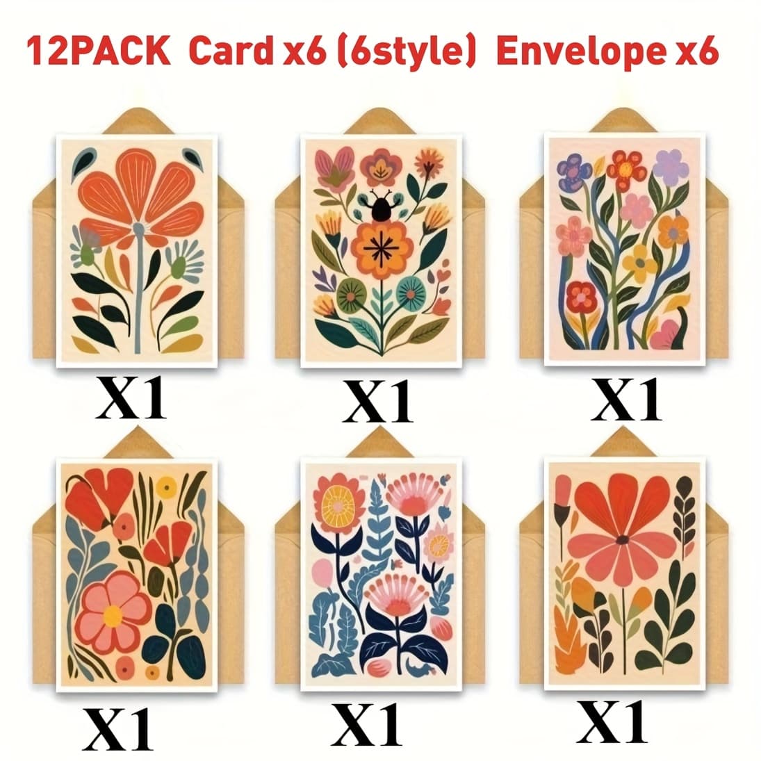 TEMU 12 Pack Mid Century Greeting Cards With Envelopes For , Teachers, Coworkers, Thank You, Birthday, Holidays, Sympathy, Wedding