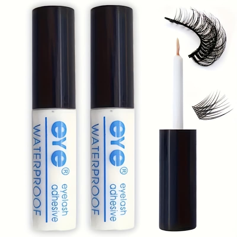 TEMU Waterproof & Clear Eyelash Glue (2-pack) - , Long-lasting , Quick Drying & Gentle - For , Cluster & Extension Lashes - Easy For Beginners