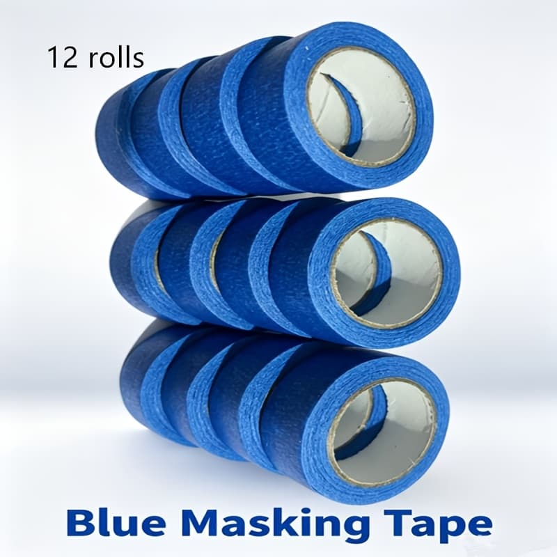 TEMU 12 Rolls Of Blue Artistic Adhesive Tape, 0.79 X 393.7 Inches, Non- Easy-to-peel Plastic Surface And Wall Covering Artistic Adhesive Tape For Home Decoration Tape.