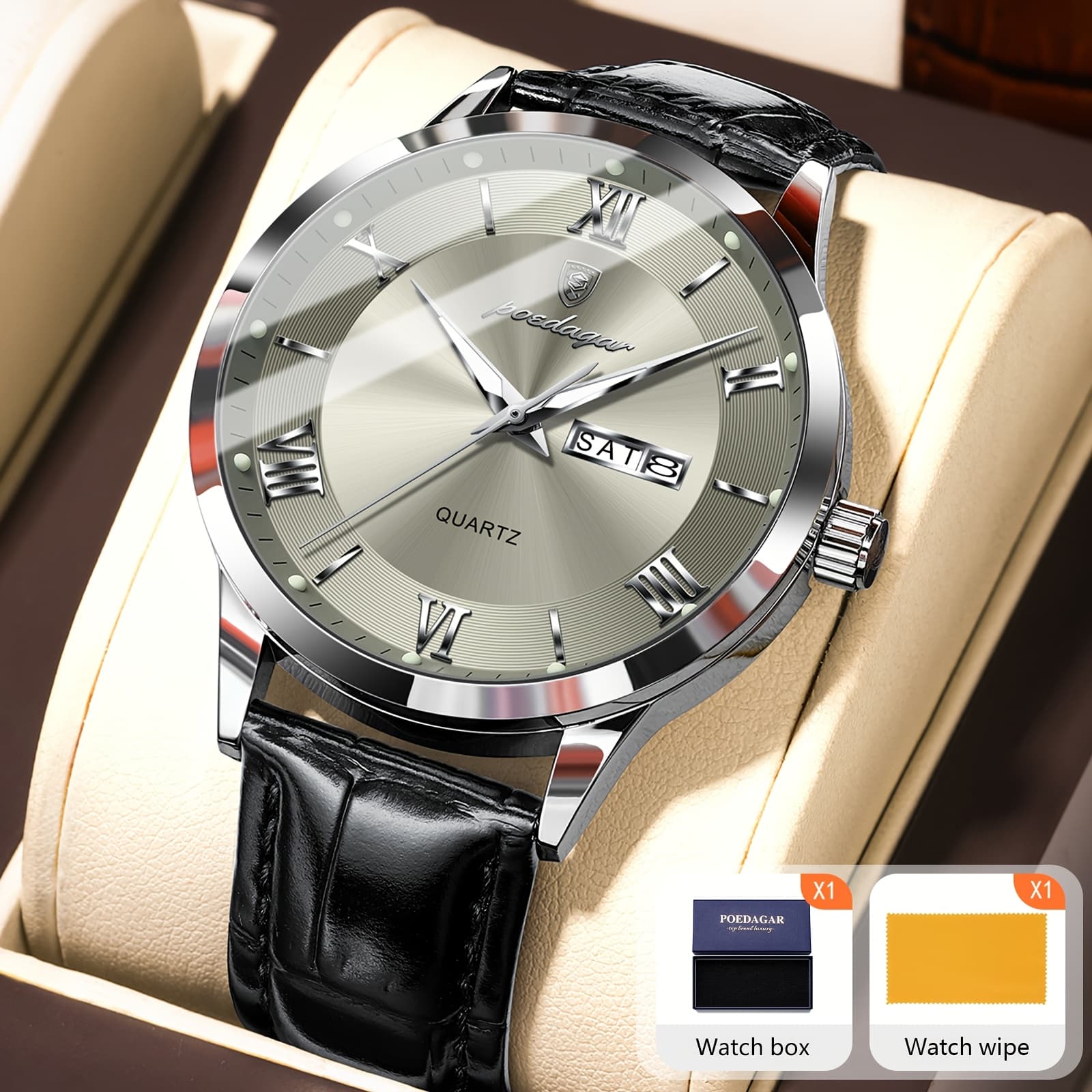 TEMU Casual Sports Men Watch Waterproof Luminous Calendar Week Display Men Watches High Strap Quartz Men Wristwatch