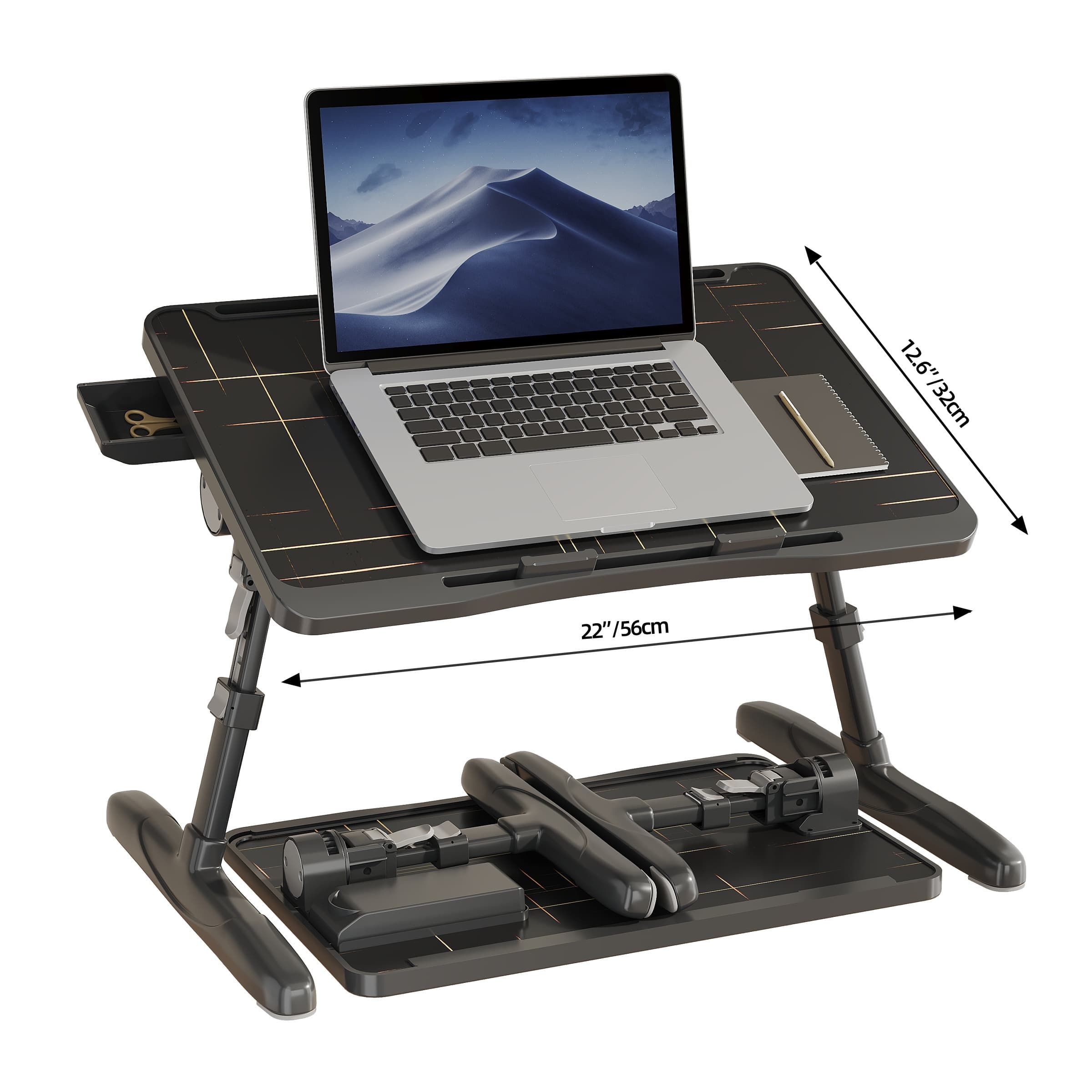 TEMU Laptop Tray, Premium Lapdesk, Height Angle Adjustable, Drawer, Tablet Slot, For Eating, Working, Writing, Gaming, Drawing (light Grey)