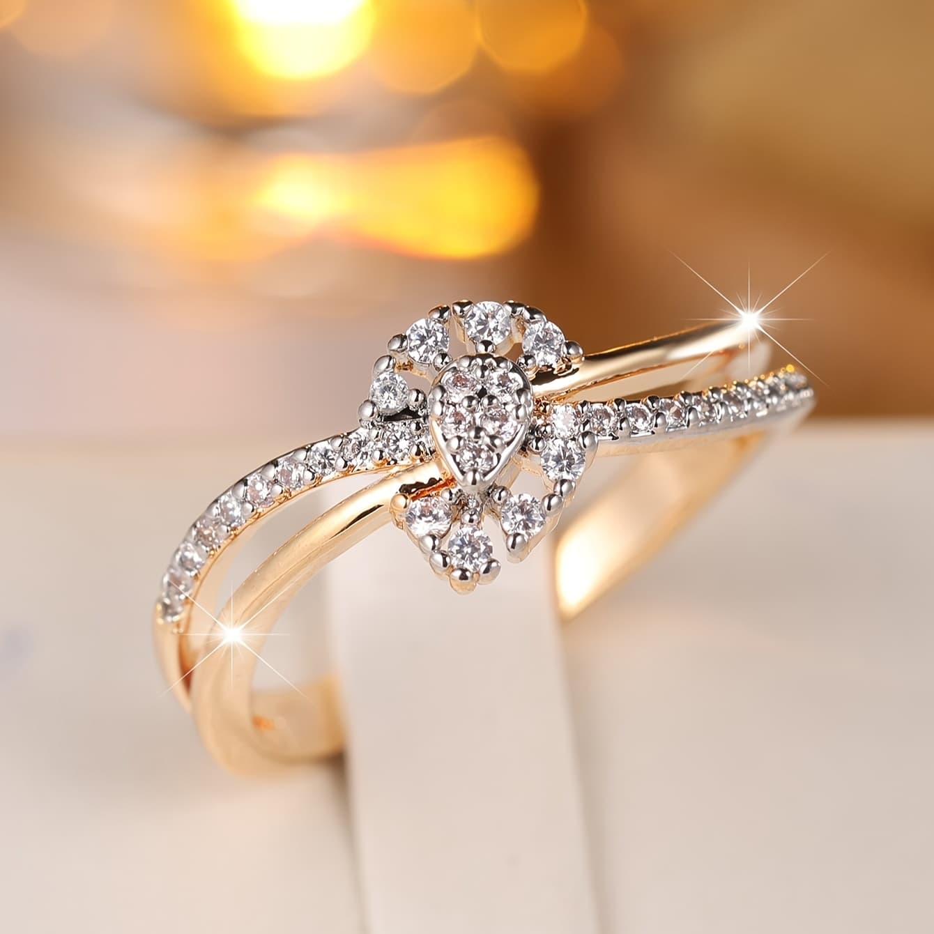 TEMU Engagement Ring For Women With A Double