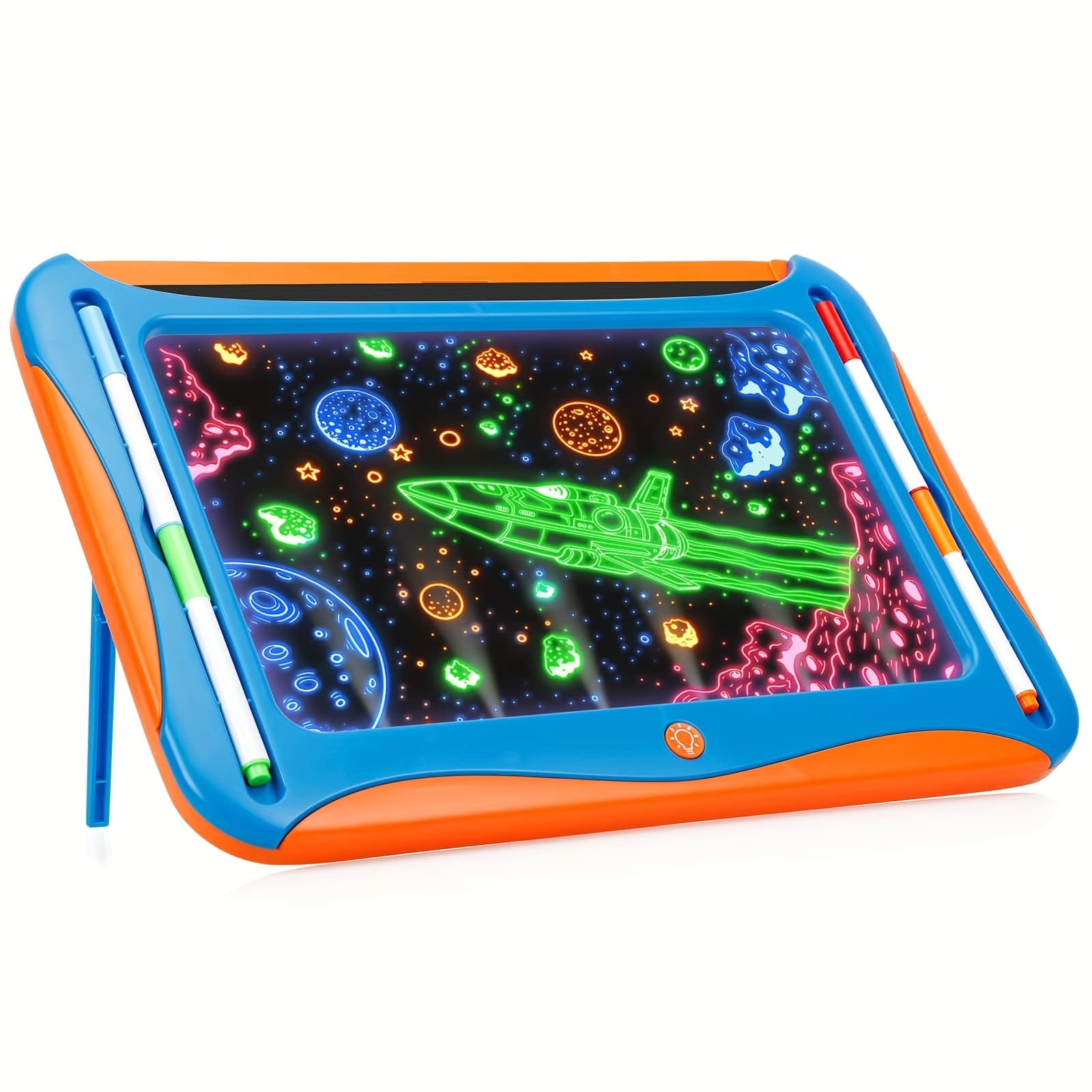 TEMU Led Light- Drawing Board, 3+ Years Old Girls And Boys Children's Toys, With 9 Double-sided Cards, 6 Washable Markers, Educational Travel Toys, Children's Day Gifts, Birthday Gifts