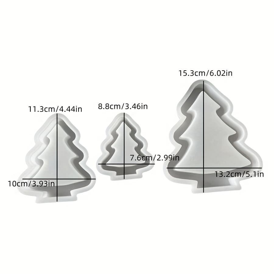 TEMU Large, Medium, And Small Hollow Christmas Tree Shaped Silicone Mold For Christmas Series Ornaments, Gypsum Drip Glue Mold