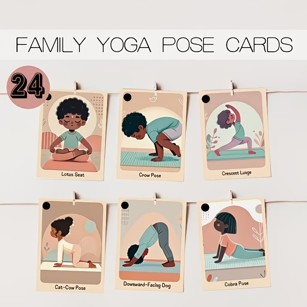TEMU 24pcs Yoga Cards, For Yoga Classes And Classrooms - Fun Cartoon Yoga Poses Flashcards, Rounded Corners, Multicolor Printing (suitable For , Home Education, School - Educational Tool)