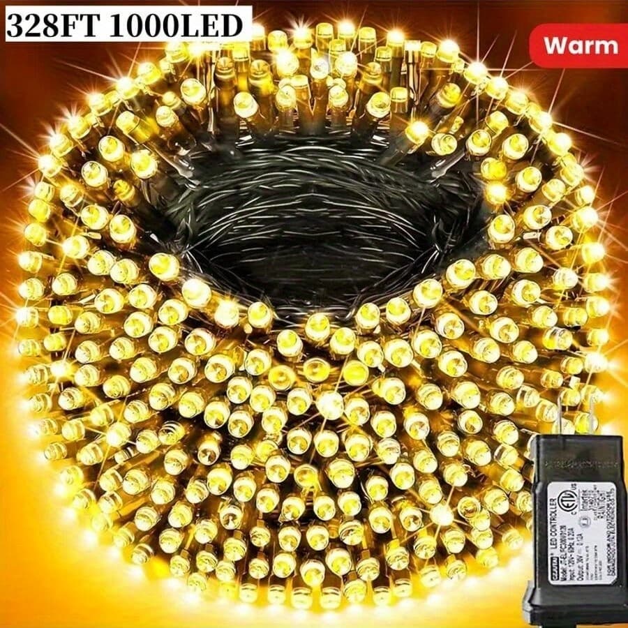 TEMU 1000 Led 328ft String Lights - Warm White Twinkle Fairy Lights With 8 , Gypsophila Light String Perfect For Garden, Patio, And Party Lighting Decorations