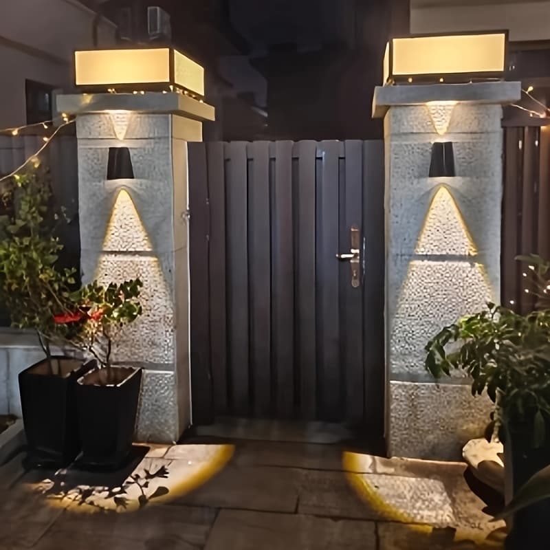 TEMU Outdoor Solar Wall Lights, Up And Down Lighting, Outdoor Wall Lights, Solar Courtyard Lights, Suitable For Garden, Garage, Porch, And Road Lighting