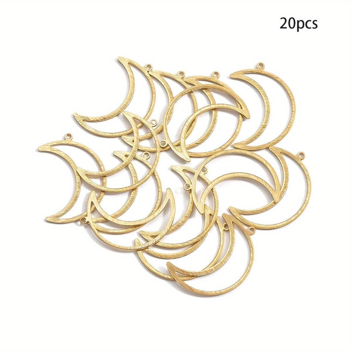 TEMU 8pcs/20pcs Brass Brushed Hollow Ornament Accessories Single Hanging Hollow Moon Diy Creative Hollow Earrings Necklace Pendant