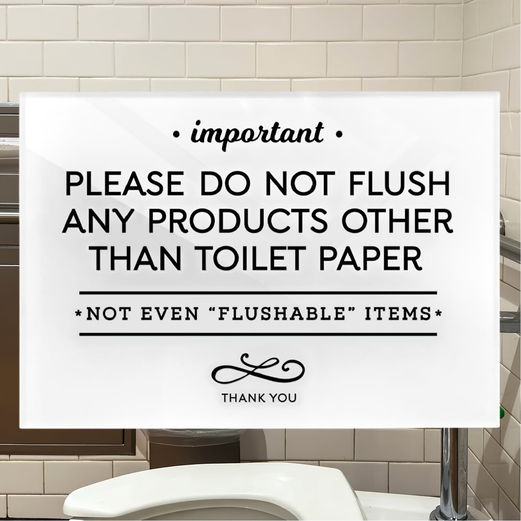 TEMU [2d Flat] Please Do Not Flush Sign, Thickened Acrylic Self-adhesive Toilet Paper Sign, Suitable For Restaurants, Bars, Hotels (white)