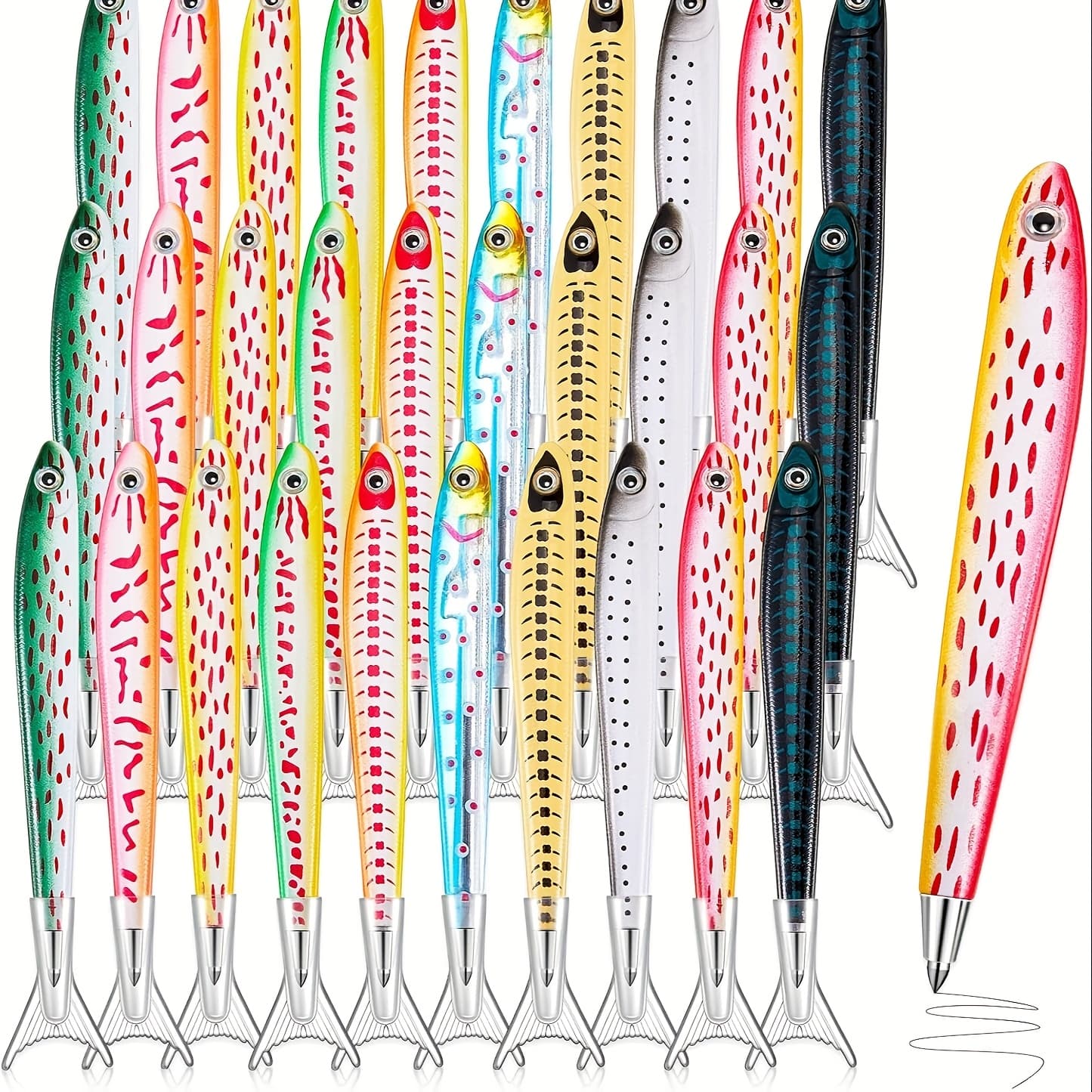 TEMU Fish Pen Ballpoint Ink Pens Kawaii Novelty Pen 0.7 Mm Bulk Decoration For Sea Party Favors Halloween Christmas Near Year Gift (50pcs)