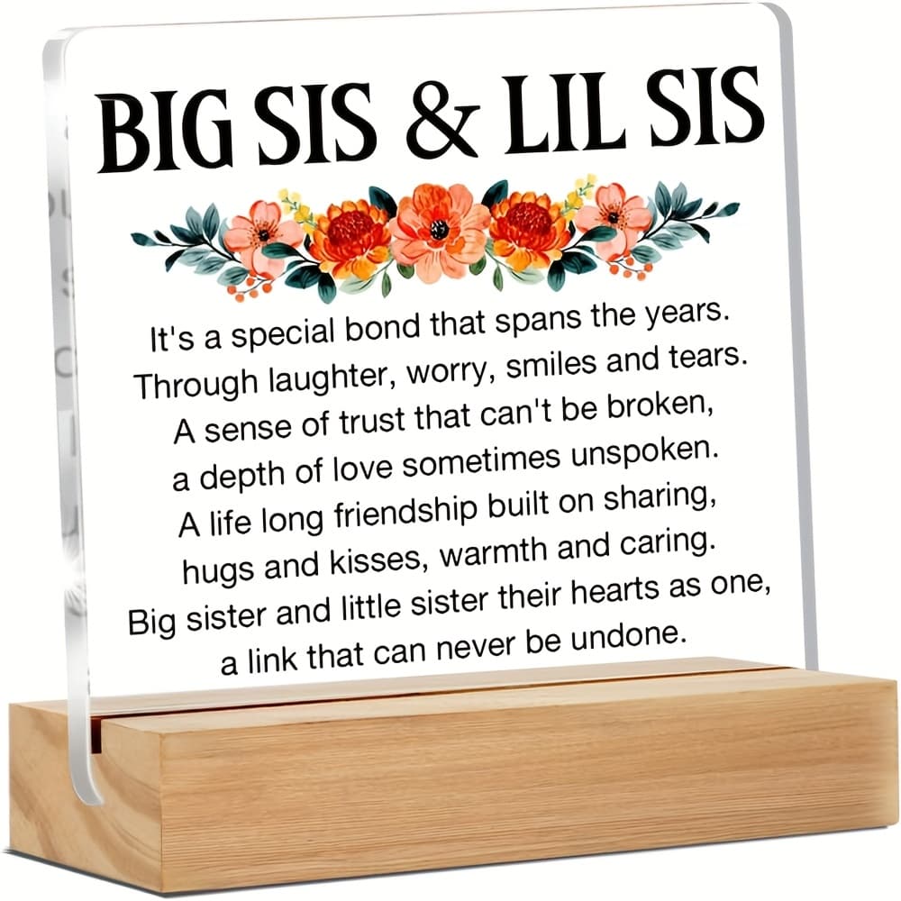 TEMU [2d Flat] Sister Gifts For , Gifts For Christmas Thanksgiving Birthday, For Big Sister And Little Sister Clear Desk Decorative Sign