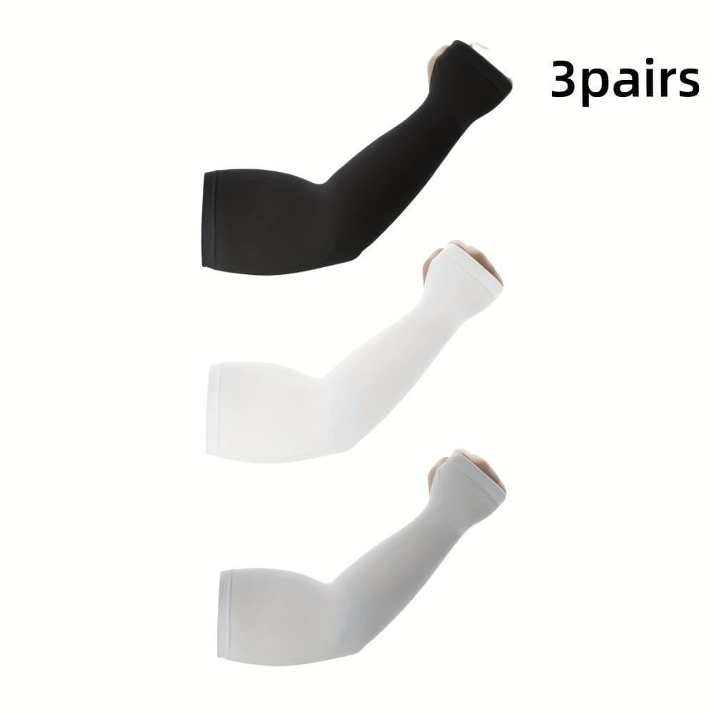 TEMU 3 Pairs Of Plus-size Solid-color Stretchy Arm Sleeves. Unisex Breathable And Plus-sized Arm Protectors, More Comfortable And Not Tight, Suitable For Indoor And Outdoor Use