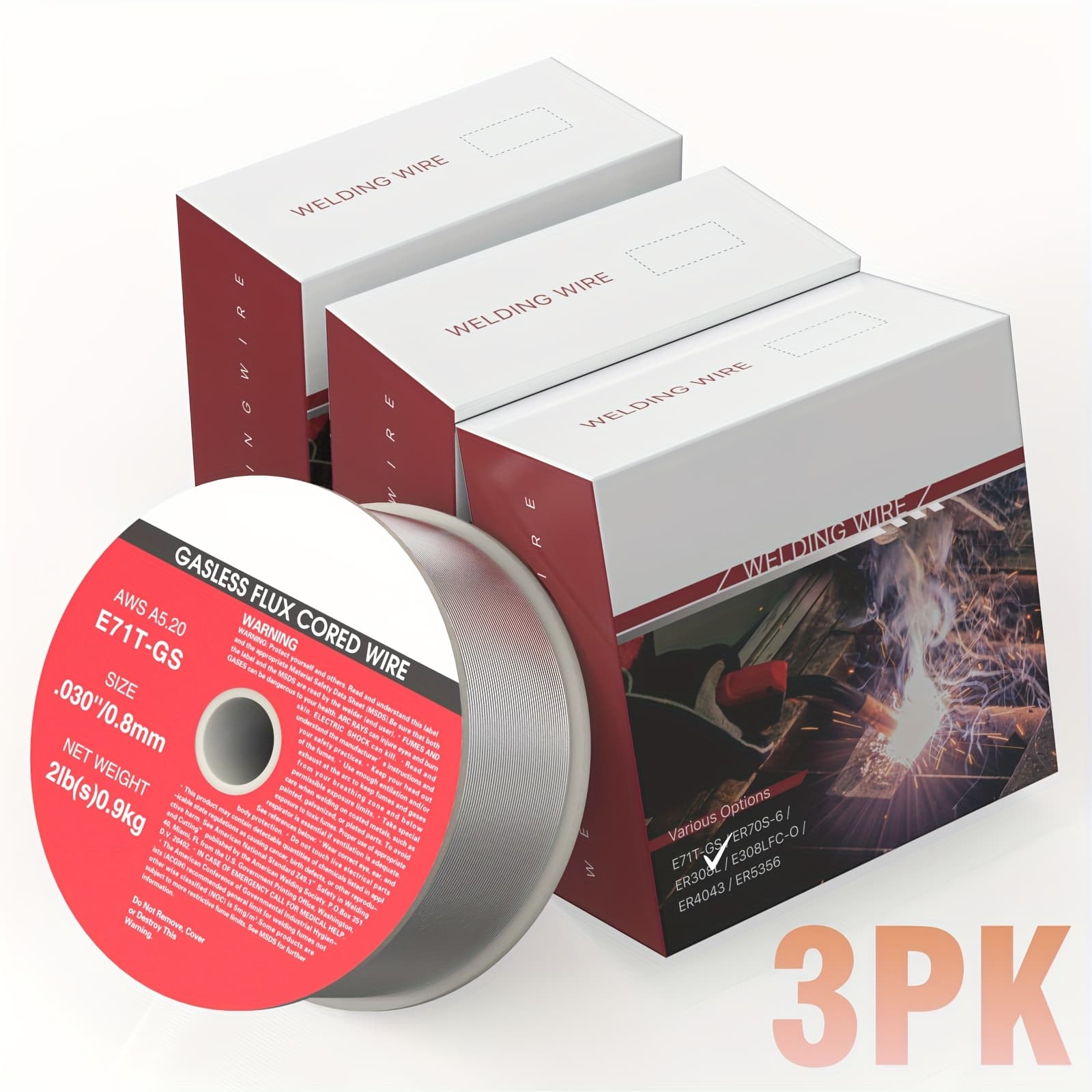 TEMU Gasless Flux Core Mig Wire- E71t-gs.030"/.035", Mild Steel, 2lb Spool, 1/3/5 Pack Options