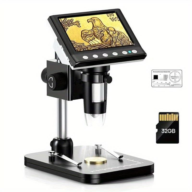 TEMU 4.3'' Ips Lcd Digital Microscope Magnification Microscope For Adults, Coin Collection Supplies With 8 Adjustable Leds, Windows Compatible