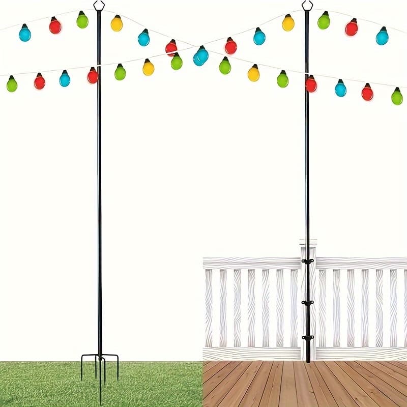 TEMU 6/4/2 Pack 10.1ft Adjustable Outdoor Metal String Light Poles Lighting Stand To Hang Led Lights For Outside, Backyard Accessories, Garden, Wedding, Party, Adjustable