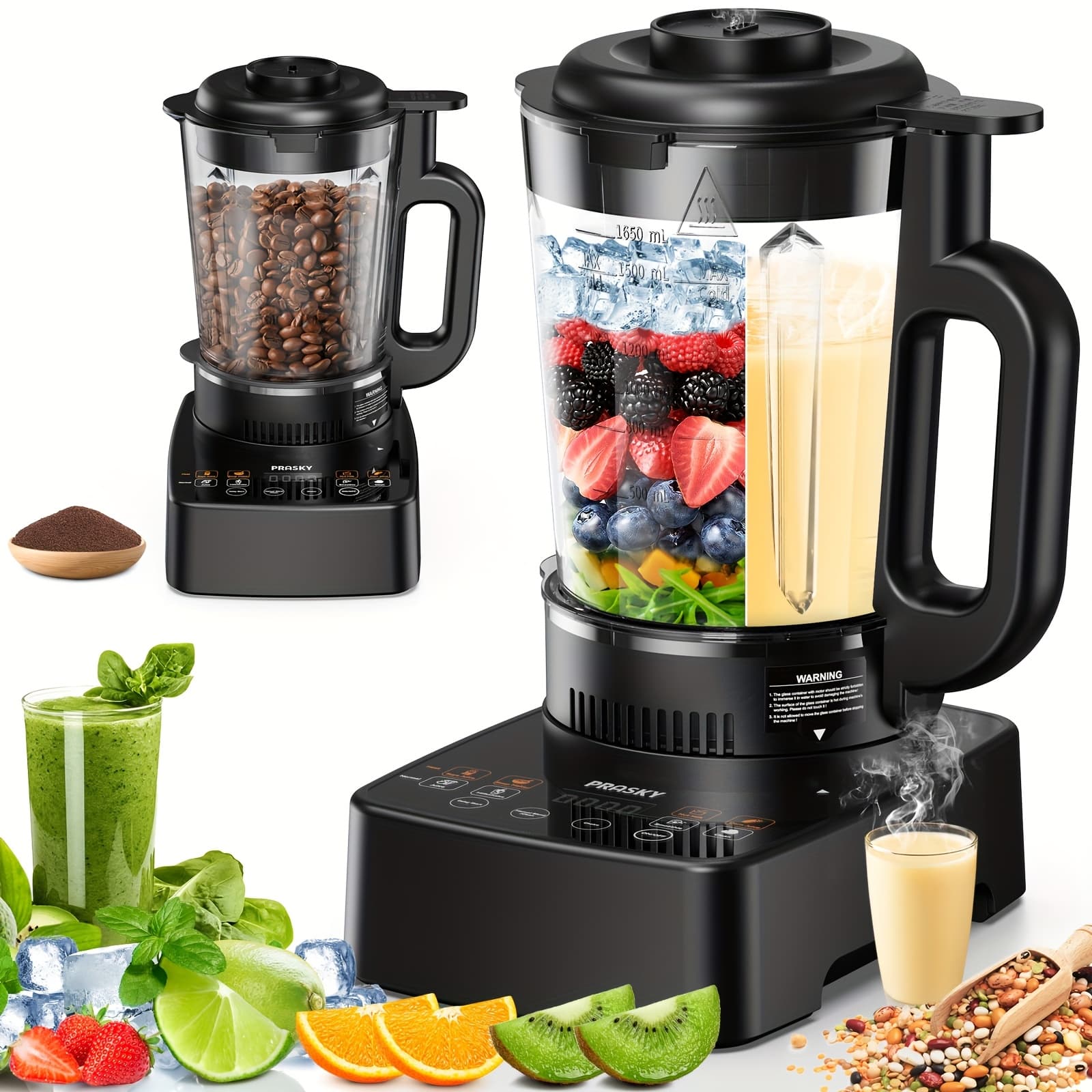 TEMU [free 600ml ] 10-in-1 Professional Blender - 60oz Glass Heating Blender & Soy Milk Maker, 24h Delay Timer, , High Processors Blender For Smoothies, Soups, Nut Milk, Juices, , And Shakes