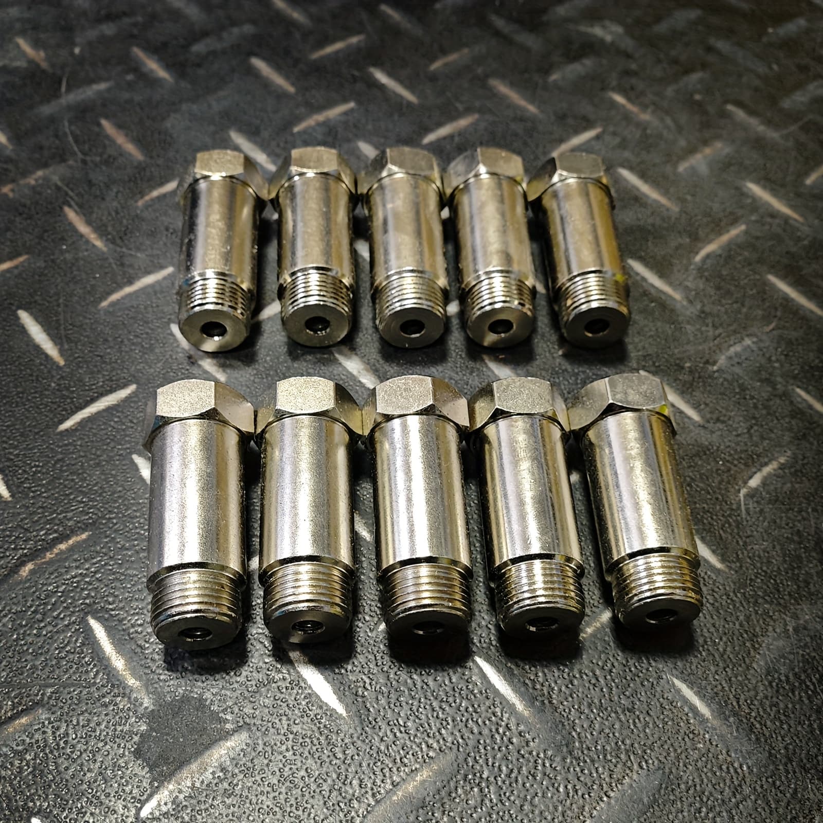 TEMU 10pcs Nickel Coated Steel Exhaust Manifold Adapters, M18x1.5 Thread, 2.16in Length - Rust Resistant, Durable For Automotive Use