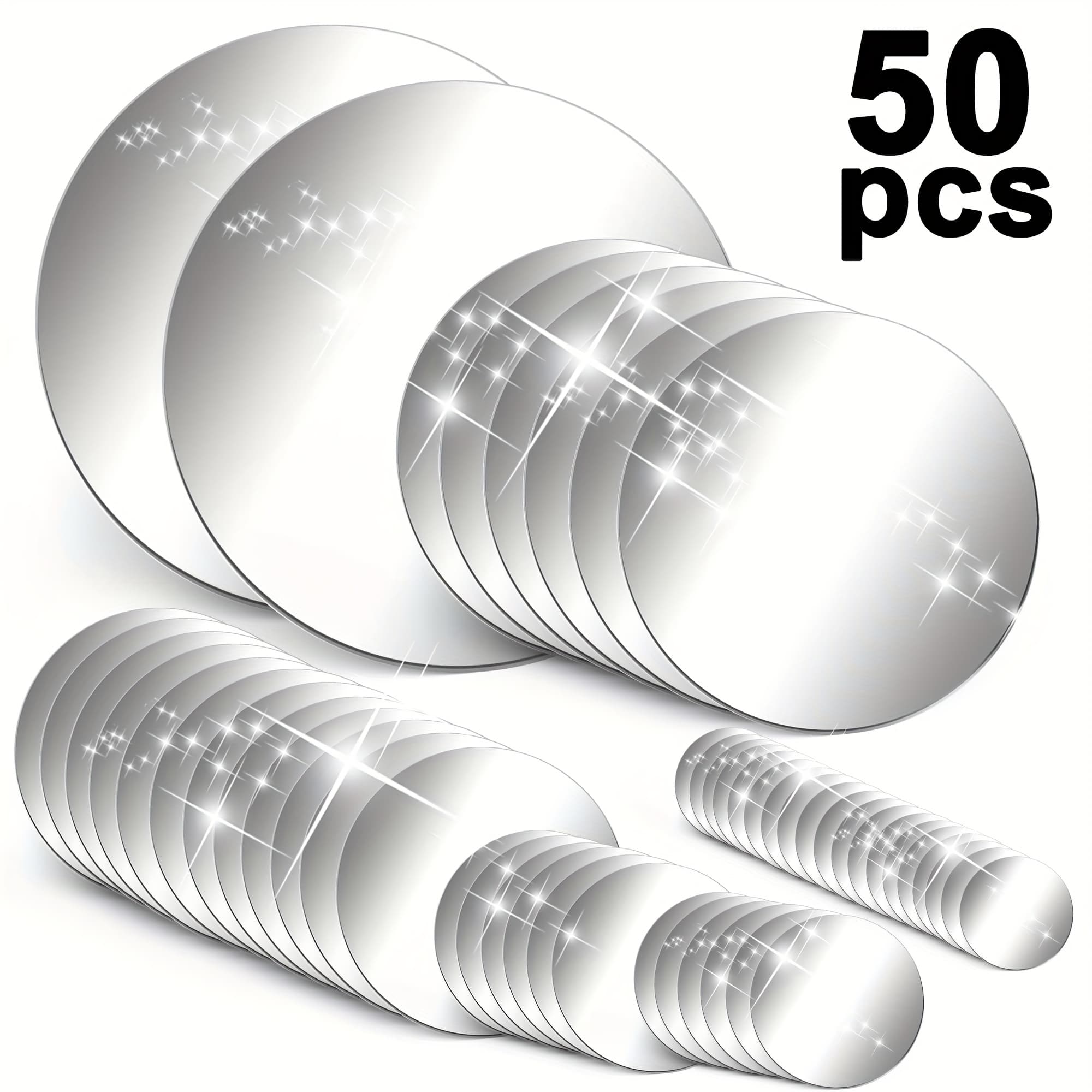 TEMU 50pcs Mirror Wall Stickers, Self-adhesive Round Acrylic Wall Decals, 3d Home Art Decor For Room, Not Easy To Broke