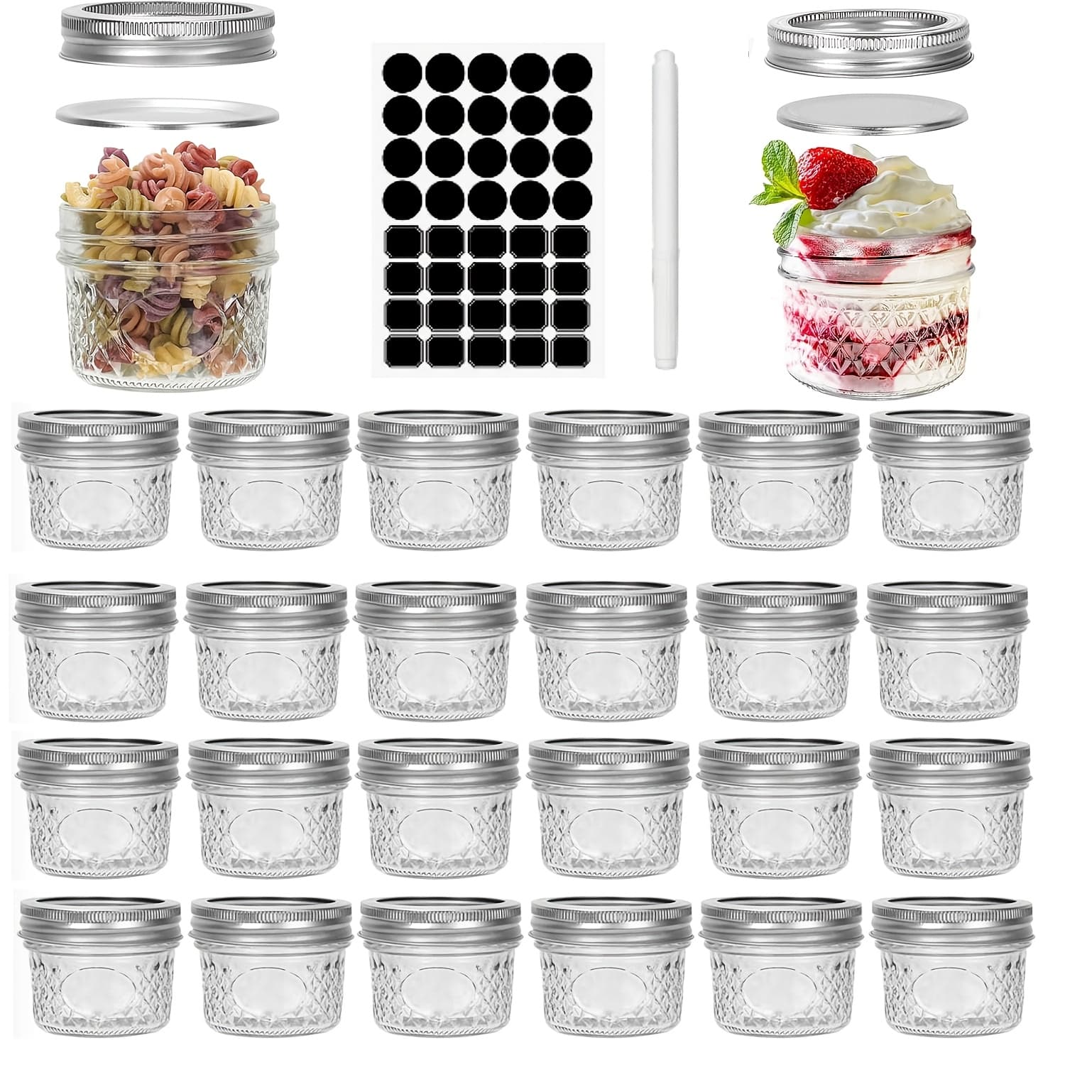 TEMU 4 Oz Mason Canning Jars | Lids, Ideal For Honey, Jam, Wedding Favors, Shower Favors, Small Pice Jars, Multipurpose Use