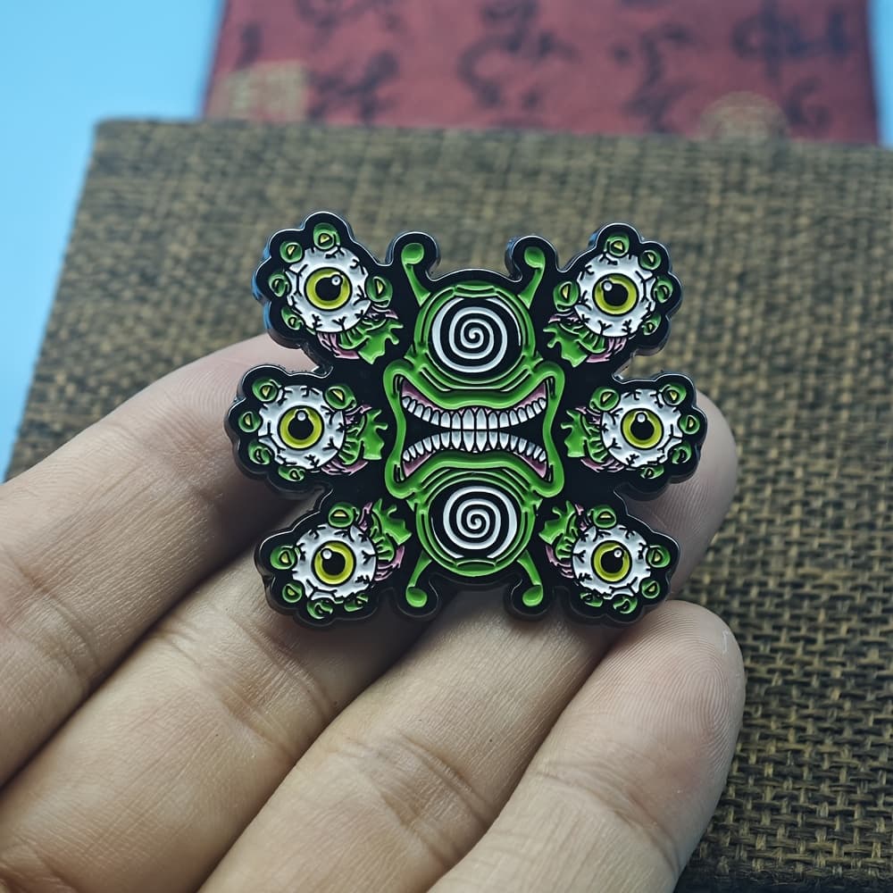 TEMU Terrifying Six- Enamel Pin - Green Eyeball Metal Badge, Music Album Inspired Enamel Brooch, Gothic Backpack Decoration, Fun Halloween Gift